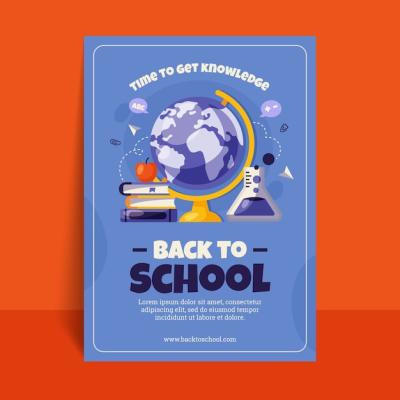 Flat Vertical Flyer Template for Back to School Season – Free Download