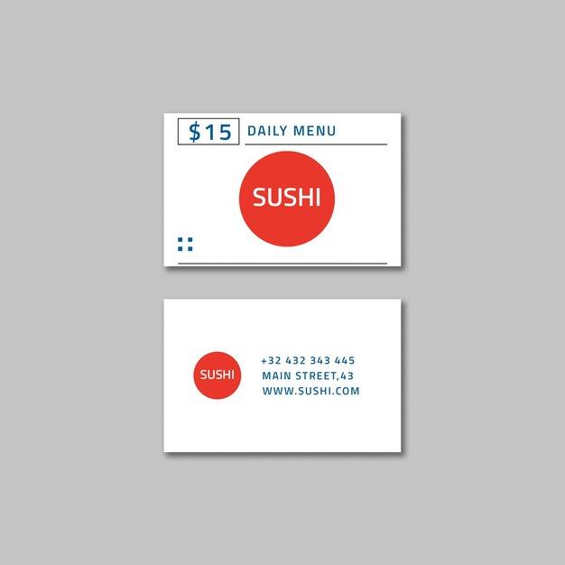 Flat Design Sushi Restaurant Business Card Template – Free Download