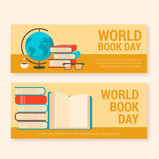 Flat World Book Day Banners – Free Download