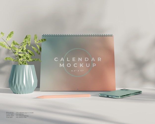 Standing Wall Calendar Mockup – Free Download