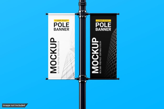 Lamp Post Pole Banner Mockup – Free Download