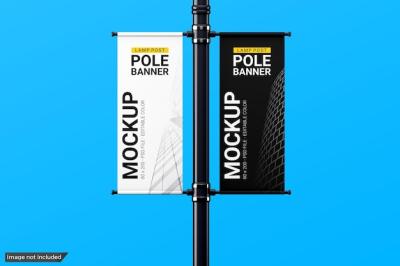 Lamp Post Pole Banner Mockup – Free Download