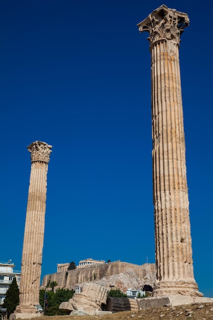 Ruins of the Temple of Olympian Zeus and the Acropolis in Athens – Free Download