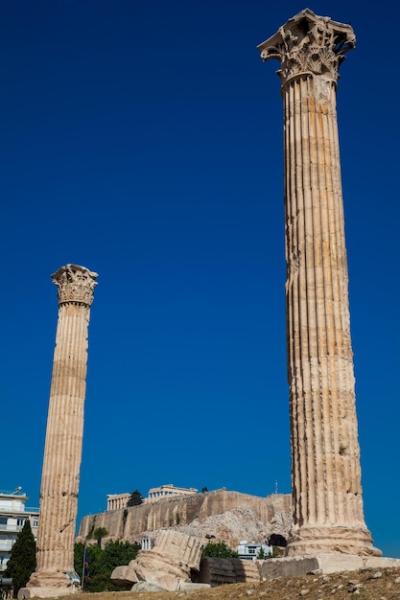 Ruins of the Temple of Olympian Zeus and the Acropolis in Athens – Free Download