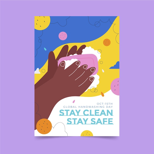 Hand Drawn Flat Global Handwashing Day Vertical Poster Template – Free Download