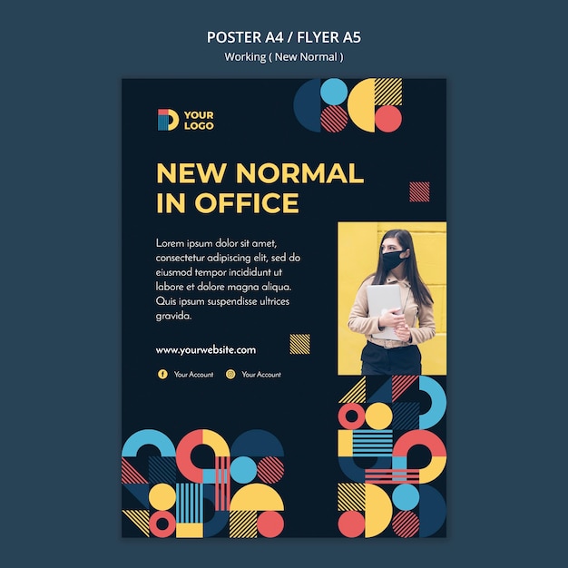 Poster Template for Working in the New Normal – Free Download