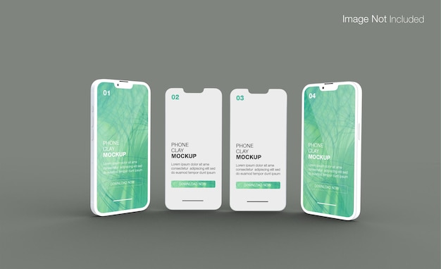 Realistic Clay Screen Phone Mockup – Side and Front View | Free Download