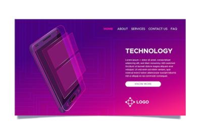 Neon Landing Page with Smartphone – Free Download Stock Photo