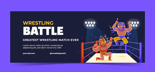 Hand Drawn Wrestling Fight Facebook Cover Template – Free Download