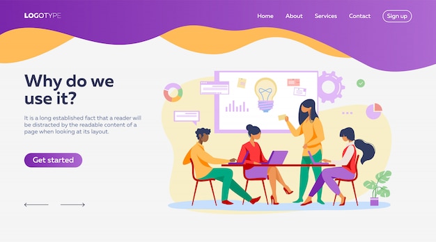 Business Team Collaborating on Startup Landing Page Template – Free Download