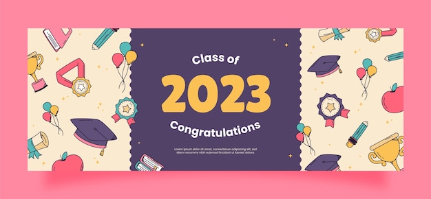 Hand Drawn Social Media Cover Template for School Graduation – Free Download