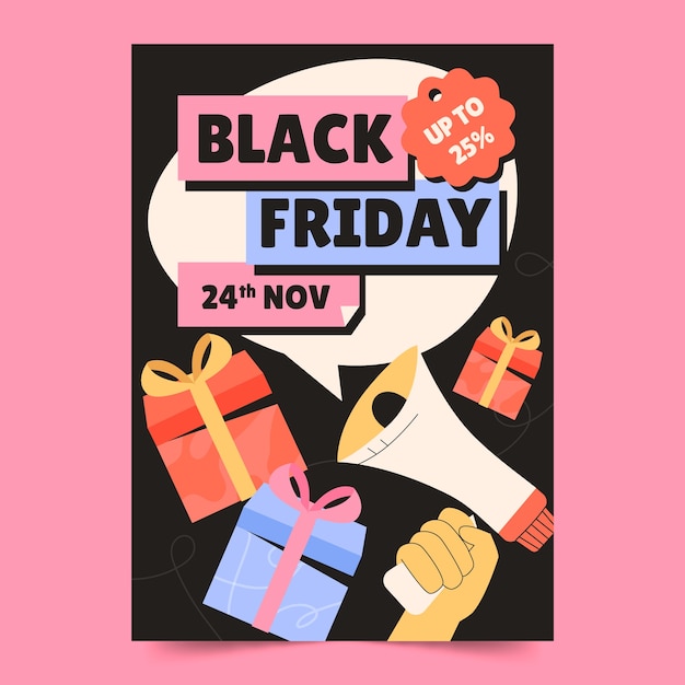 Flat Vertical Poster Template for Black Friday Sale – Free Download