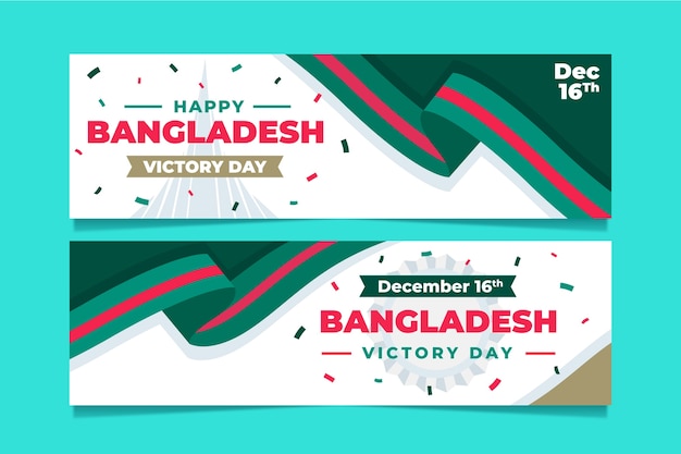 Bangladesh Victory Day Hand Drawn Flat Banners – Free Download