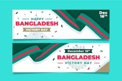 Bangladesh Victory Day Hand Drawn Flat Banners – Free Download