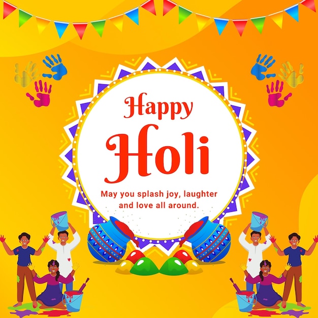 Playful Happy Holi Greeting Animation for Social Media – Free Download