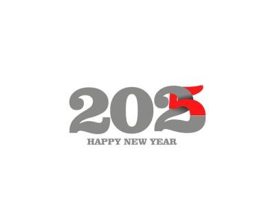 Happy New Year 2025 Text Typography Design Element for Flyers and Banners – Free Download