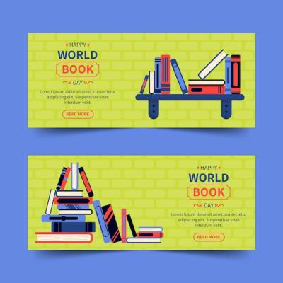 Flat Design World Book Day Banners – Free Download