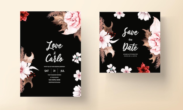 Elegant Floral Wedding Invitation Card Set – Free Download