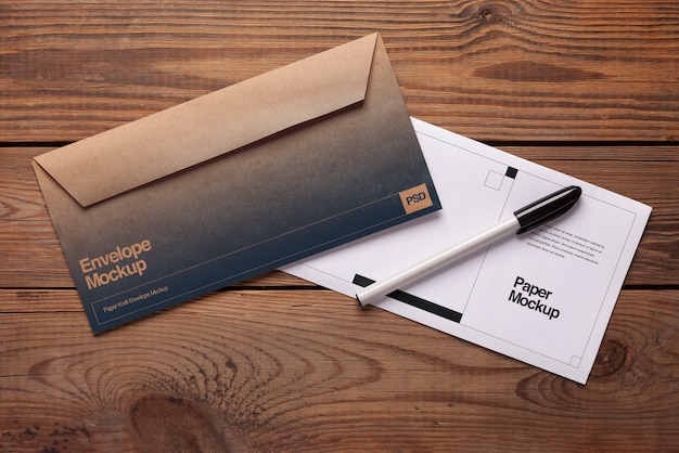 Kraft Paper Envelope Mockup – Free Download, Free Stock Photo