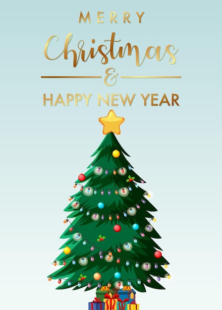 Merry Christmas and Happy New Year Postcard Design – Free Download