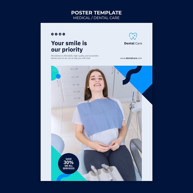 Dental Care Poster Template with Discount – Download Free Stock Photo