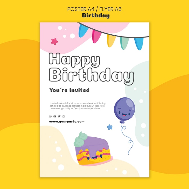 Birthday Celebration Poster Template – Free Download