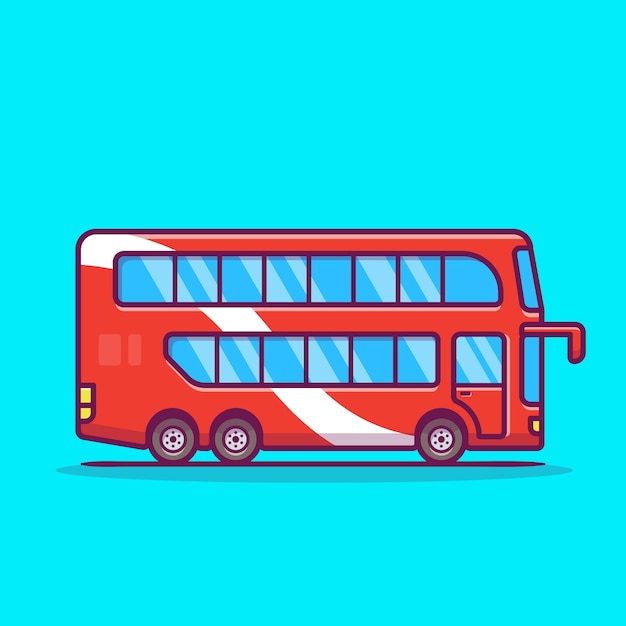 Double Decker Bus Cartoon Icon Illustration – Free to Download