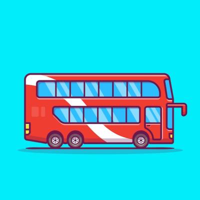 Double Decker Bus Cartoon Icon Illustration – Free to Download