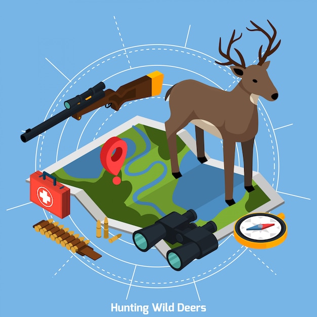 Hunting Isometric Concept – Free to Download, Free Stock Photo