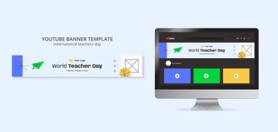 Minimal International Teachers Day YouTube Banner – Free Download