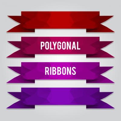 Color Polygonal Ribbon Set – Free Download