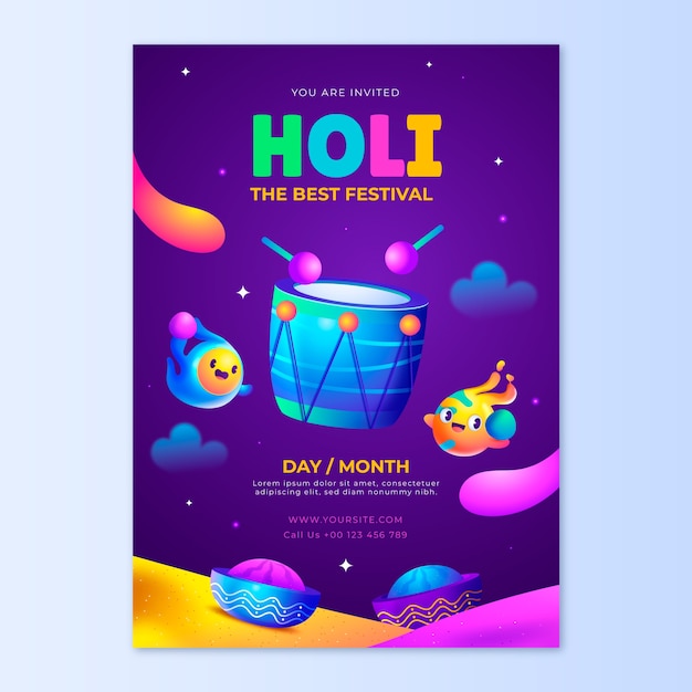 Holi Festival Celebration Invitation Template – Download Free Stock Photo