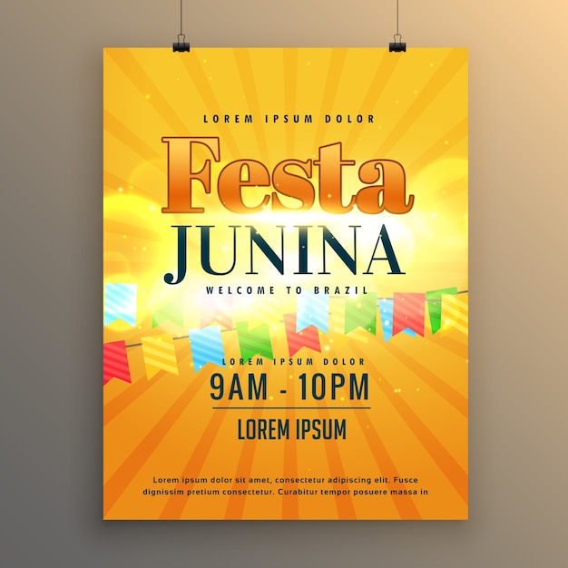 Festa Junina Poster with Yellow Starburst – Free Download