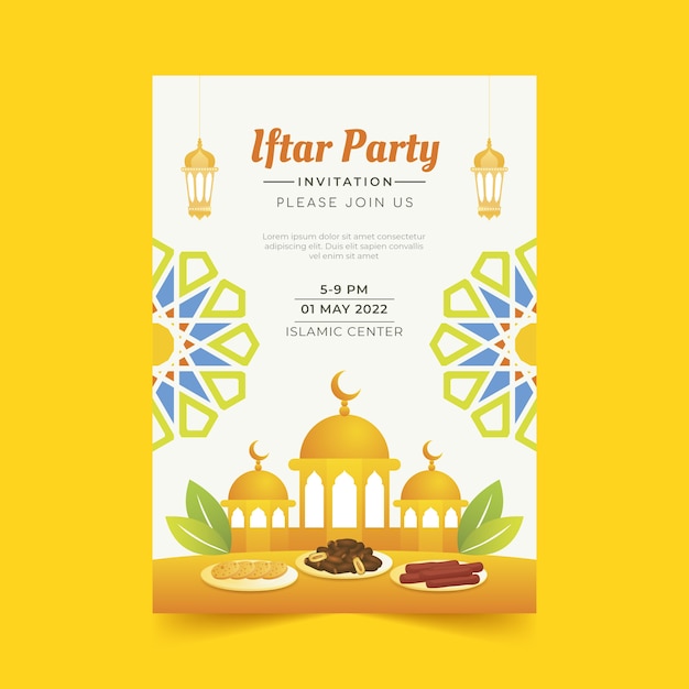 Gradient Iftar Invitation Template – Free Download