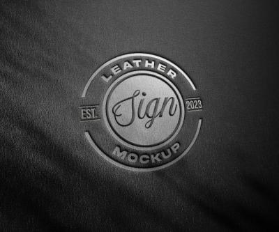 Metal Logo Mock-Up Design on Leather Surface – Free Download