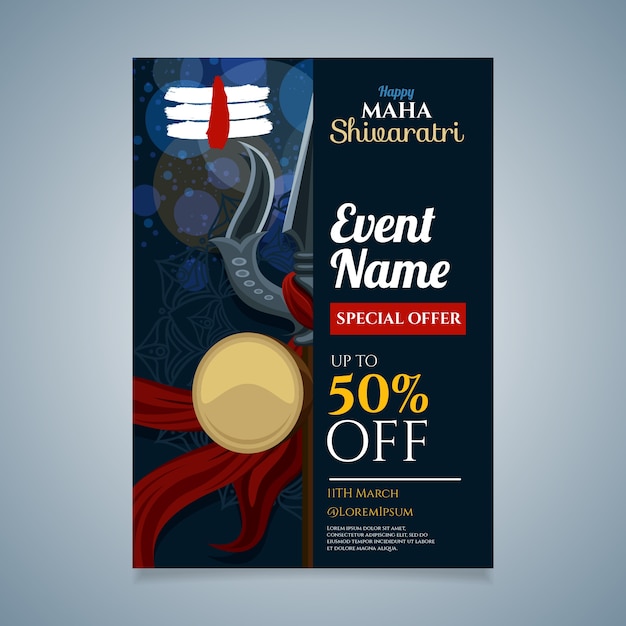 Vertical Poster Template for Maha Shivaratri – Free Download