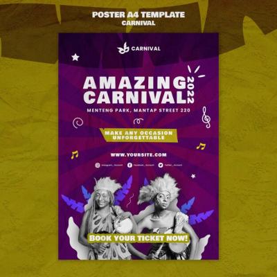 Flat Design Poster Carnival Template – Free Download