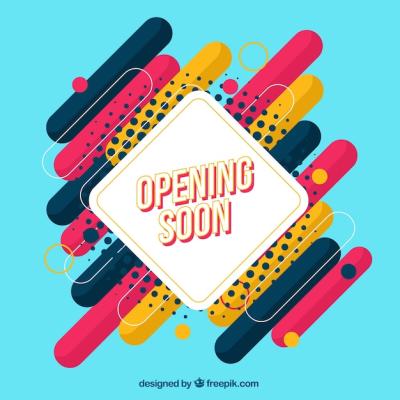 Modern Opening Soon Composition in Flat Design – Free Download