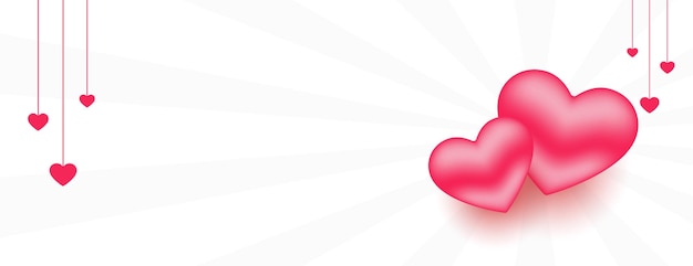 3D Love Hearts Banner with Text Space – Free Download