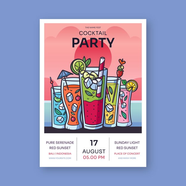 Hand Drawn Cocktail Flyer – Free Stock Photo for Download