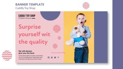 Cuddly Toy Shop Horizontal Banner Template – Download Free Stock Photo