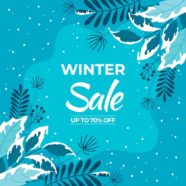 Hand Drawn Flat Winter Sale Illustration and Square Banner – Free Download