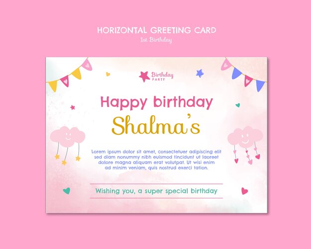 Flat Design 1st Birthday Template – Free Download