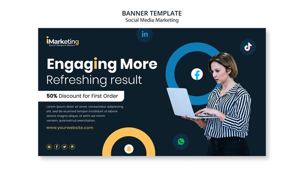 Horizontal Banner Template for Social Media Marketing – Free Download