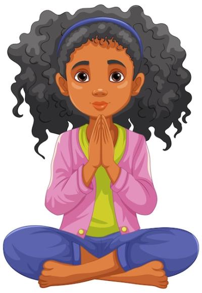 Curly-Haired Woman Meditating with Open Eyes – Free Download