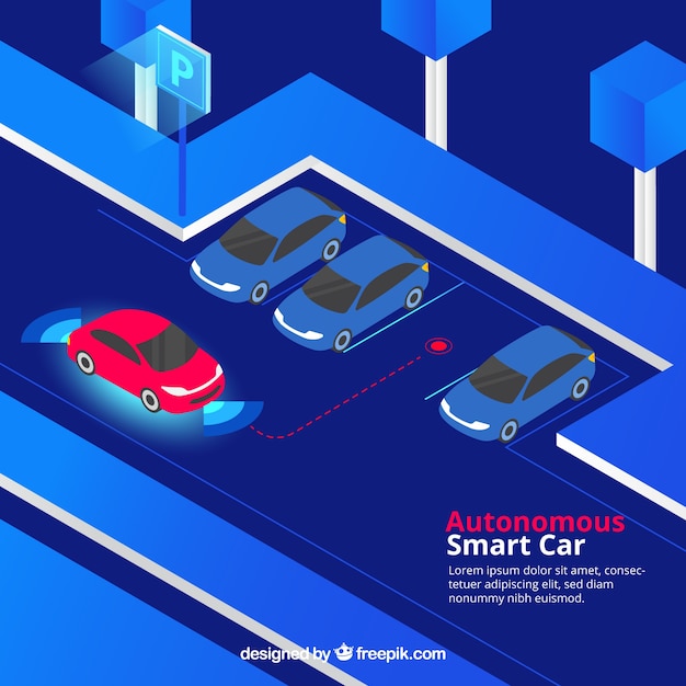 Futuristic Autonomous Car Isometric View – Free Download