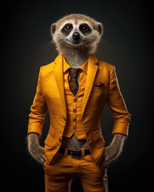 3D Meerkat in Business Suit: Serious Character with Dramatic Studio Background – Free Stock Photo, Download for Free