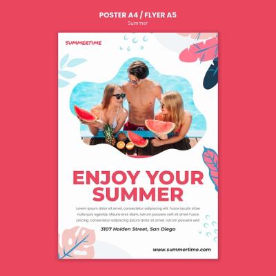 Summer Fun Pool Party Poster Template – Free Download