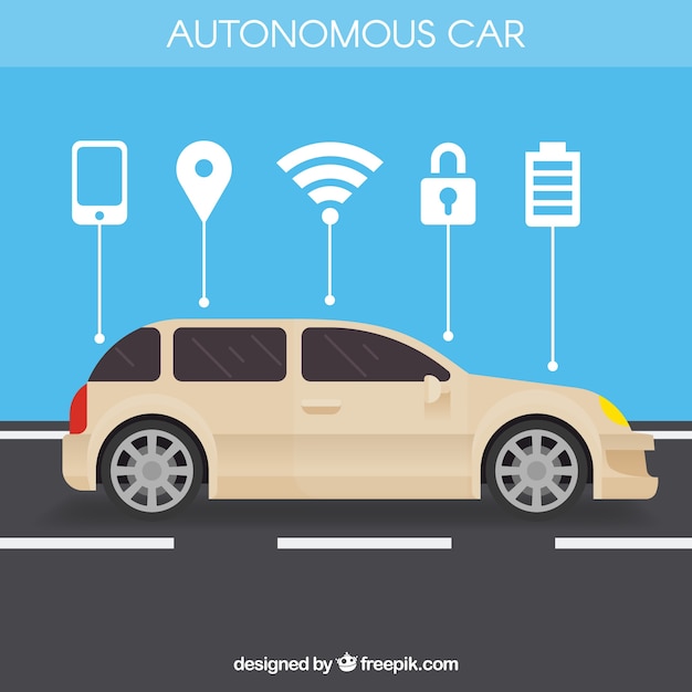 Autonomous Car Concept in Flat Design – Free Download