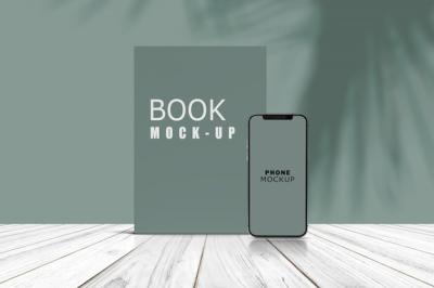 Phone and Book Stand Preview Mockup – Download Free Stock Photo